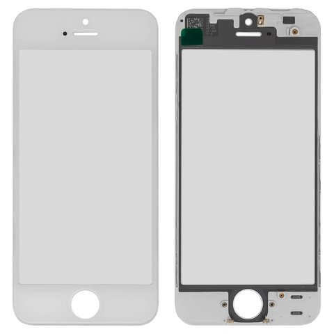 Скло корпуса для iPhone 5, з рамкою, з ОСА плівкою, біле