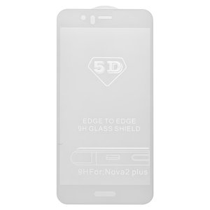 Защитное стекло All Spares для Huawei Nova 2 Plus 2017 , 5D Full Glue, белый