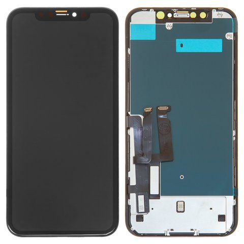 Дисплей для Apple iPhone XR, черный, с рамкой, Copy, Tianma, с защитным экраном дисплея
