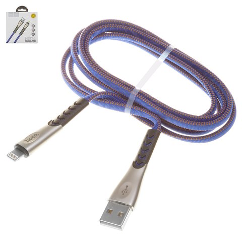 USB кабель Hoco U48, USB тип A, Lightning, 120 см, 2,4 А, синій