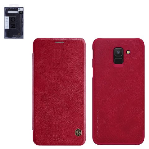 Чохол Nillkin Qin leather case для Samsung J600 Galaxy J6, червоний, книжка, пластик, PU шкіра, #6902048158887