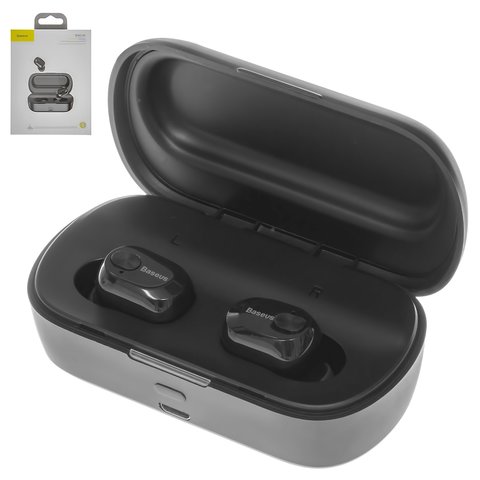 Гарнітура Baseus W01, вакуумна, бездротова, чорна, з micro USB кабелем тип В, #NGW01 01