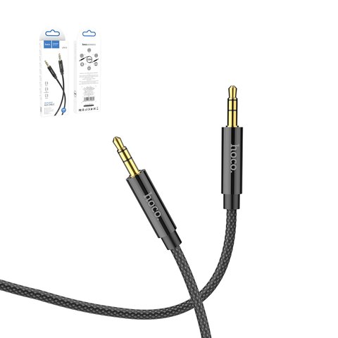 AUX кабель Hoco UPA19, TRS 3.5 мм, 200 см, чорний, в нейлоновому обплетенні, #6931474759894