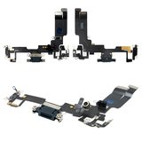 Шлейф для iPhone 14, конектора зарядки, чорний, з мікрофоном, з компонентами, Original (PRC)
