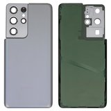 Задня панель корпуса для Samsung G998 Galaxy S21 Ultra 5G, срібляста, із склом камери