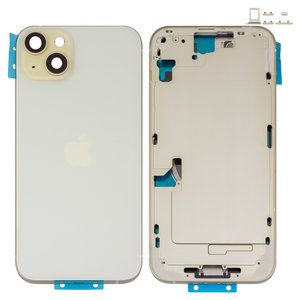 Корпус для iPhone 15 Plus, жовтий, з тримачем SIM карти, з боковими кнопками, Original PRC , EU version