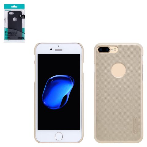 Funda Nillkin Super Frosted Shield puede usarse con iPhone 7 Plus, dorado, mate, con orificio para logotipo, plástico, #6902048127708
