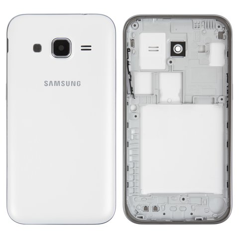 Housing compatible with Samsung G360H DS Galaxy Core Prime, G360M DS Galaxy Core Prime 4G LTE, High Copy, white, dual SIM 