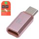 Adaptador Hoco, USB tipo C, micro USB tipo-B, rosado
