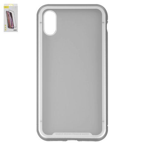 Case Baseus compatible with Apple iPhone X, iPhone XS, silver, transparent, metalic, magnetic  #WIAPIPH58 CS0S