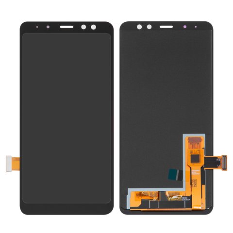 LCD compatible with Samsung A530 Galaxy A8 2018 , black, without frame, High Copy, with wide edge, OLED  