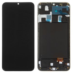 Pantalla LCD puede usarse con Samsung A205 Galaxy A20, A205F DS Galaxy A20, M107F DS Galaxy M10s, negro, con marco, High Copy, con borde ancho, OLED 