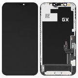 Pantalla LCD puede usarse con iPhone 12, iPhone 12 Pro, negro, con marco, HC, (OLED), GX OEM hard
