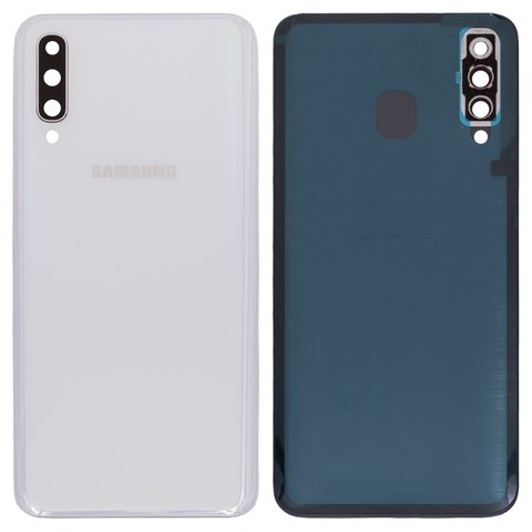 Housing Back Cover compatible with Samsung A505F DS Galaxy A50, white, with camera lens 