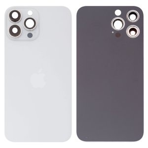 Housing Back Cover compatible with iPhone 13 Pro Max, white, silver, with camera lens, Silver, small hole 