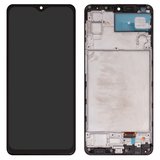 LCD compatible with Samsung M325 Galaxy M32, (black, with frame, Copy, with wide edge)