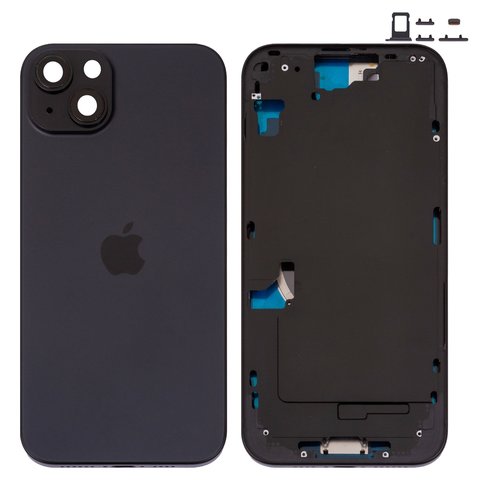 Carcasa puede usarse con iPhone 15 Plus, negro, con botones laterales,  con sujetador de tarjeta SIM, Original PRC , EU version