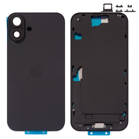 Carcasa puede usarse con iPhone 16 Plus, negro, con botones laterales,  con sujetador de tarjeta SIM, Original PRC , EU version