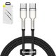 Cable USB Baseus Cafule Series Metal, 2xUSB tipo-C, 200 cm, 100 W, negro, con revestimiento de nylon, #CATJK-D01
