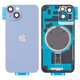 Housing Back Cover compatible with iPhone 14, (dark blue, with camera lens, Original (PRC), small hole)
