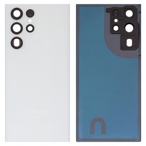 Panel trasero de carcasa puede usarse con Samsung S908B Galaxy S22 Ultra 5G, blanco, con vidrio de cámara