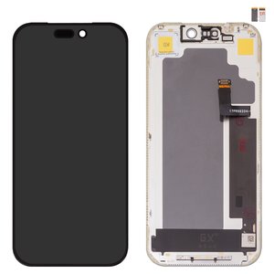 Pantalla LCD puede usarse con iPhone 17 Pro, negro, con marco, HC, OLED , GX OEM hard