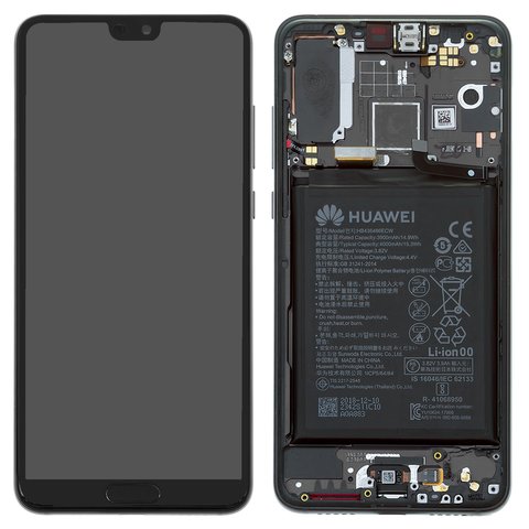 LCD compatible with Huawei P20 Pro, black, with frame, with battery, Original PRC , CLT L29 CLT L09 
