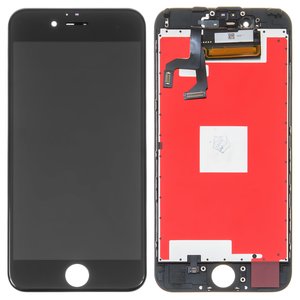 Дисплей для iPhone 6S, черный, с рамкой, AAA, с пластиками камеры и датчика приближения, tianma