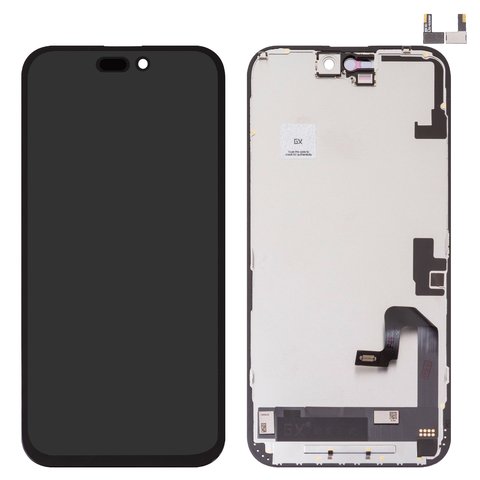 LCD compatible with iPhone 16 Plus, black, with frame, HC, without IC, OLED , GX OEM hard 