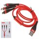 Cable USB universal XO NB50, para cargar el teléfono, con revestimiento de nylon, 3 en 1, rojo, USB tipo C, micro USB tipo-B, Lightning, 2.4 A