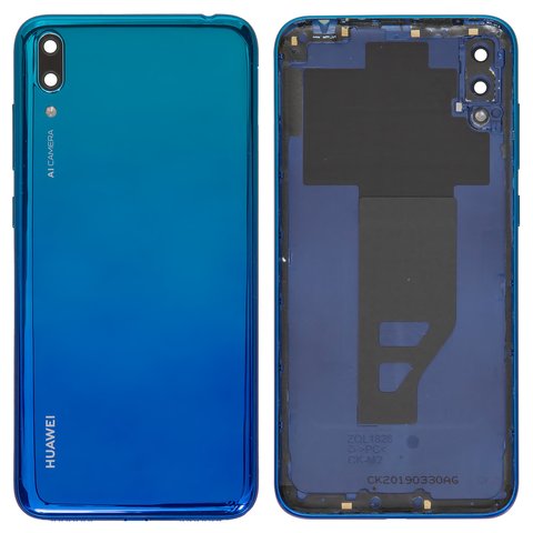 Panel trasero de carcasa puede usarse con Huawei Y7 Pro 2019 , azul, aurora blue