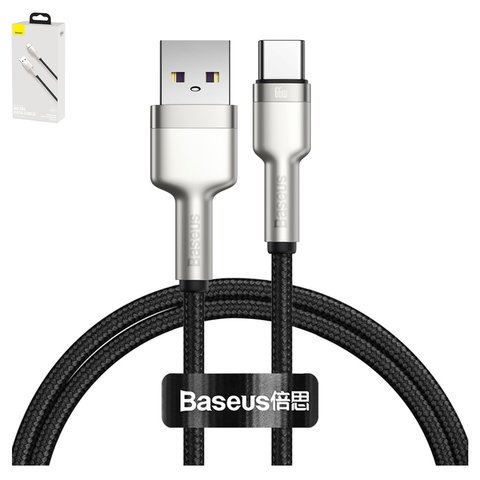 Cable USB Baseus Cafule Series Metal, USB tipo A, USB tipo C, 100 cm, 66 W, 6 A, negro, #CAKF000101