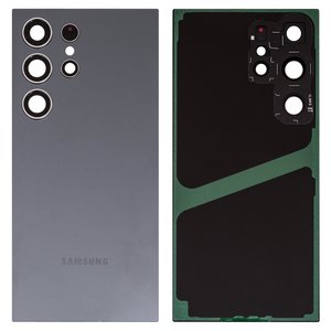 Panel trasero de carcasa puede usarse con Samsung S928 Galaxy S24 Ultra, negra, con vidrio de cámara, titanium black
