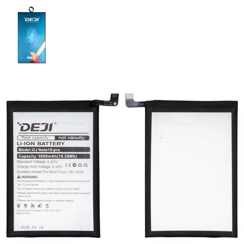 Batería Deji BL 49JX puede usarse con Infinix Hot 30, Note 10 Pro, Li ion, 3.87 V, 5000 mAh