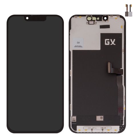 Pantalla LCD puede usarse con iPhone 13 Pro, negro, con marco, HC, OLED , GX OEM hard