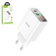 Adaptador de red Hoco C100A, 20 W, Quick Charge, Power Delivery (PD), blanco, con LCD, 2 puertos, #6931474769800