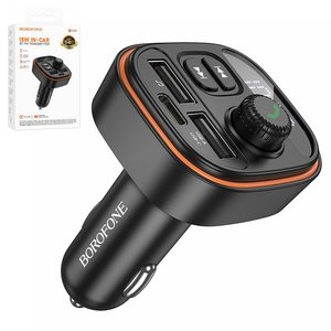 Transmisor FM Borofone BC59, negro, con el botón, USB tipo A, USB tipo C, #6941991117312