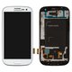 Дисплей для Samsung I9300i Galaxy S3 Duos, I9301 Galaxy S3 Neo, білий, з рамкою, Оригінал (переклеєне скло)