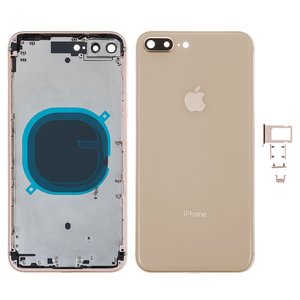 Корпус для iPhone 8 Plus, золотистый, с держателем SIM карты, с боковыми кнопками