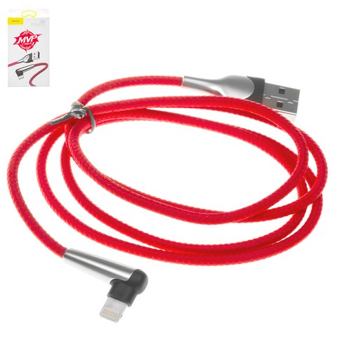 Кабель для зарядки Baseus MVP Elbow, USB тип A, Lightning, 100 см, 2,4 А, червоний, #CALMVP D09