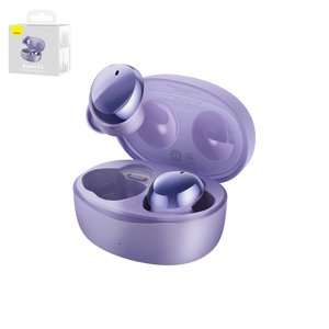 Гарнитура Baseus Bowie E2, вакуумная, беспроводная, фиолетовая, с зарядным кейсом, с USB кабелем тип C, #NGTW090005