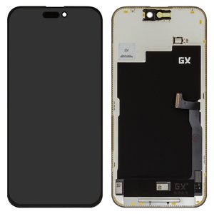 Дисплей для iPhone 15 Pro Max, черный, с рамкой, HC, без микросхемы, OLED , GX OEM hard