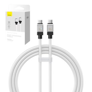 USB кабель Baseus Coolplay Series, 2xUSB тип C, 100 см, 100 Вт, білий, силіконовий, #CAKW000202