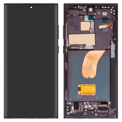 Дисплей для Samsung S918 Galaxy S23 Ultra, чорний, з рамкою, High Copy, OLED 
