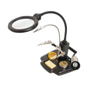 Soporte para para cautín con lente de aumento y sujetador para placas PCB Pro'sKit SN-396 Soporte para para cautín con lente de aumento y sujetador para placas PCB Pro'sKit SN-396